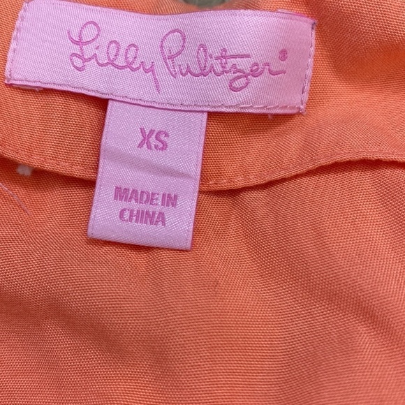 LILLY PULITZER Charlotte Tunic Top Coral Orange Embroidered Elephants Size XS - Picture 8 of 10